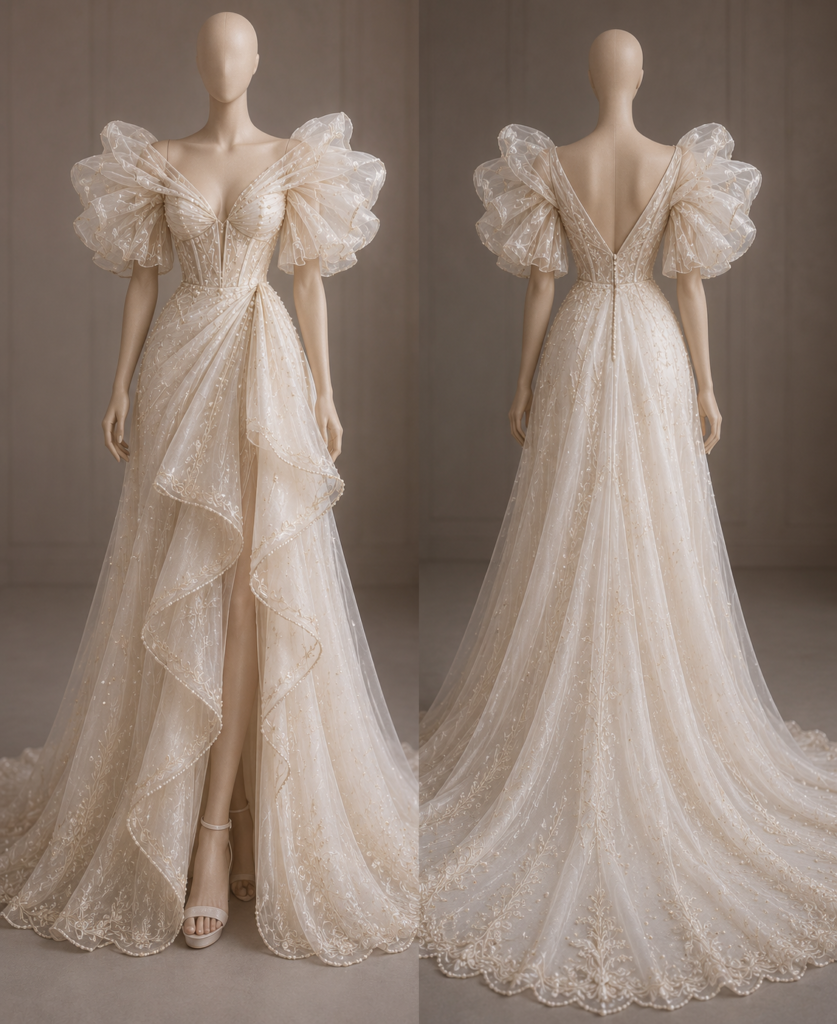 Ivory haute couture inspired gown with Marais Francis design concept