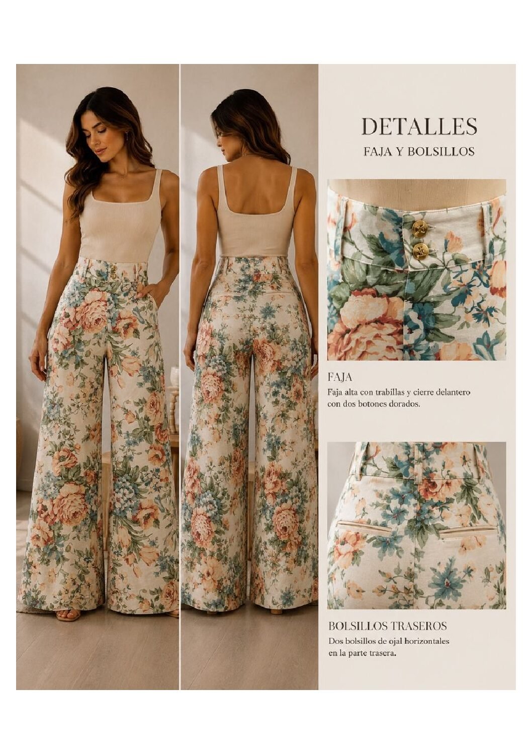 Handmade Floral Palazzo pants - Imagen 2